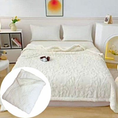 TiaHome Deka flower luxury beránková z mikroplyše bílá 200x230 – Zboží Mobilmania