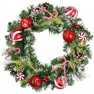 DOMMIO Vánoční věnec zasněžený s červenými koulemi 40 cm – Zbozi.Blesk.cz