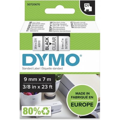 DYMO páska D1 9mm x 7m, černá na průhledné, 40910, S0720670 – Zboží Mobilmania