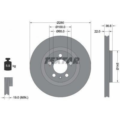 Brzdový kotouč TEXTAR 92082305 | Zboží Auto