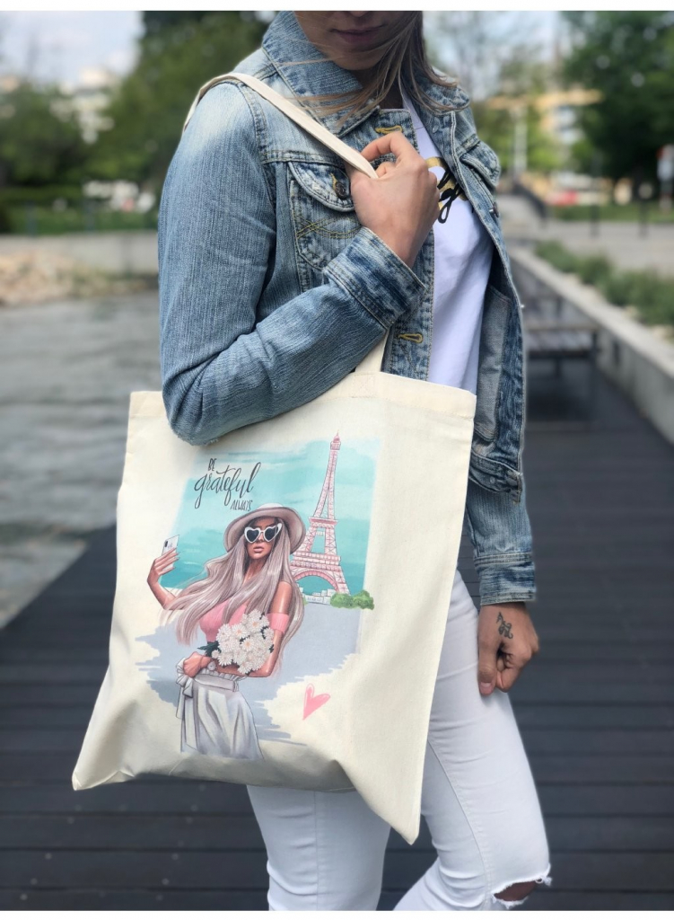 Eshopat plátěná taška Woman Paris