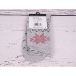 CNB Berlin Termo ponožky DE 37750 teplé s vlnou s norským vzorem šedé s růžovou