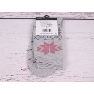 CNB Berlin Termo ponožky DE 37750 teplé s vlnou s norským vzorem šedé s růžovou – Zboží Mobilmania