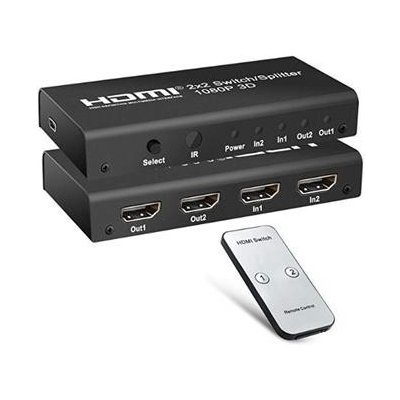 PremiumCord HDMI switch 2:2, 3D,1080p,dálkové ovl. khswit22