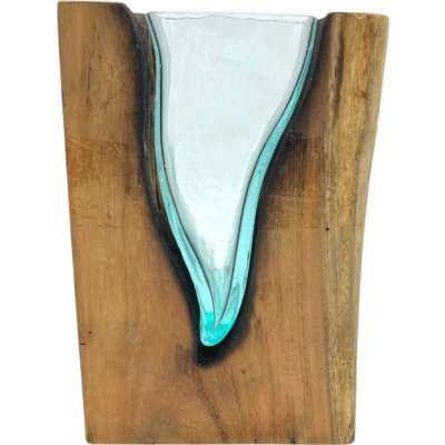 Tavené Sklo na Dřevě - Umělecká Váza - Tvar V – Hledejceny.cz