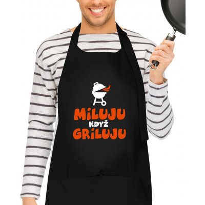 Kariban HobbyTriko Grilovací zástěra Miluju když griluju Černá – Hledejceny.cz
