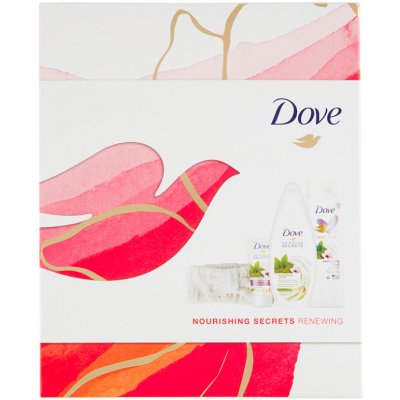 Dove Nourishing Secrets Renewing sprchový gel Glowing Ritual 250 ml + tělové mléko Glowing Ritual 250 ml + masážní váleček na obličej dárková sada