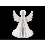 Prima-obchod Papírový skládací anděl k zavěšení 32 cm, barva bílá – Zboží Živě