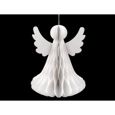 Prima-obchod Papírový skládací anděl k zavěšení 32 cm, barva bílá – Zboží Živě