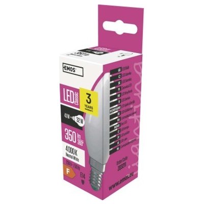 Emos LED žárovka Classic svíčka E14 4,1 W 32 W 350 lm neutrální bílá ZQ3211 – Hledejceny.cz