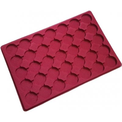 Schulz ČR Plato kazeta na mince potažené vínově červeným sametem s průhledným krytem 35 polí o průměru 37 mm a výškou 6 mm – Sleviste.cz