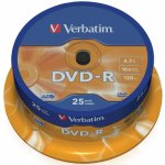Verbatim DVD-R 4,7GB 16x, AZO, printable, cakebox, 25ks (43522) – Zboží Živě