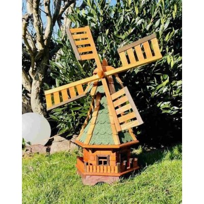 DARLUX Šestihranný zahradní větrný mlýn DARLUX vel.2 vyrobený ze dřeva s vrtulí s kuličkovými ložisky zelená – Zboží Mobilmania