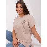 RELEVANCE Dámské tričko s krátkým rukávem plus size s lemem Béžová