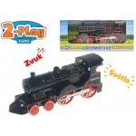 Lokomotiva kov 14cm zpětný chod na baterie se světlem a zvukem 2barvy 2 Play v krabičce – Zboží Dáma
