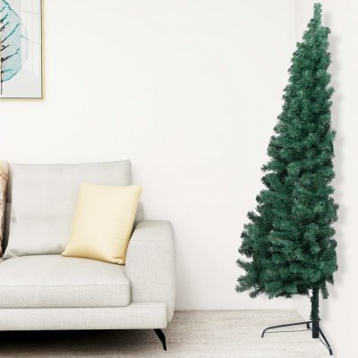 Nabytek XL Umělý vánoční půl stromek s LED a sadou koulí zelený 210 cm