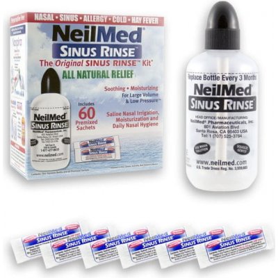 NeilMed SINUS RINSE Original Kit lahvička 240 ml + sáčky mořská sůl na hygienu nosu 60 ks – Zboží Mobilmania
