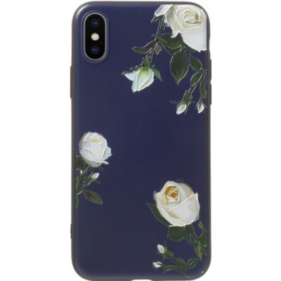 Pouzdro AppleKing ochranné z měkkého plastu Apple iPhone XS / iPhone X - bílé květiny – Zboží Mobilmania