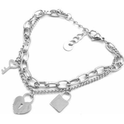 Steel Jewelry náramek srdičkový zámek s klíčem NR110420 – Zbozi.Blesk.cz