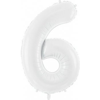 PartyDeco Balónek fóliový narozeninové číslo 6 bílý 86 cm
