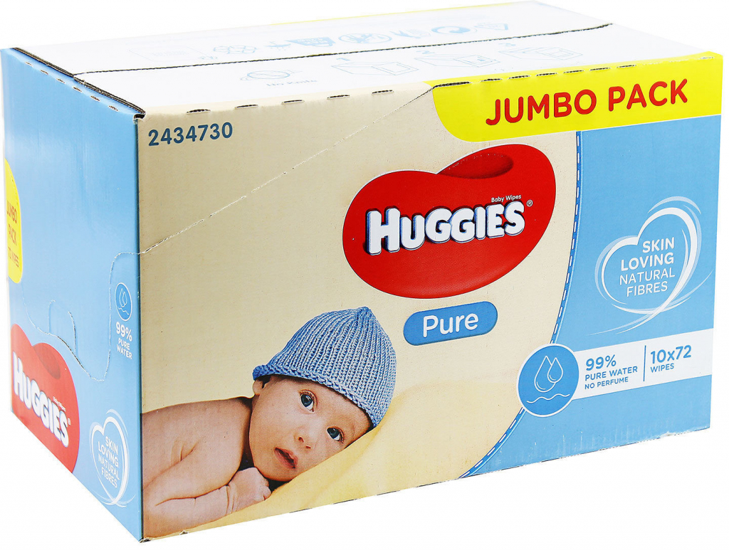 Huggies Pure Jumbo Pack vlhčené ubrousky 72 ks od 31 Kč - Heureka.cz