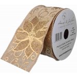 Stuha jutová s drátkem béžovo - zlatá vánoční 9.1 m – Zboží Dáma