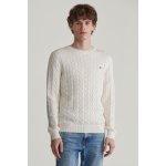 Gant Cotton Cable C-neck bílá – Zboží Mobilmania