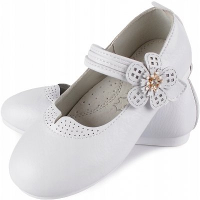 Elegantní bílé balerínky s koženou stélkou společenské – Zboží Dáma