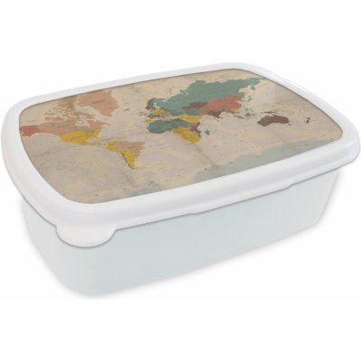 MuchoWow® Box na oběd BČervenázeit 11x17x6cm Mapa světa - Vintage - Atlas - Dítě - Kid - Girl Dětský box na svačinu – Hledejceny.cz