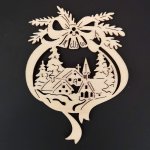 AMADEA Dřevěná ozdoba vesnička v mašli 9 cm – Hledejceny.cz
