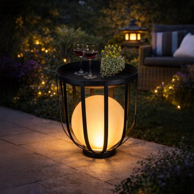 Haushalt International Zahradní stolek s LED kulovou lampou 484368, 30 × v 32 cm – Hledejceny.cz