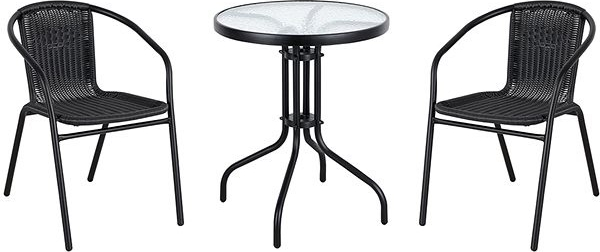 NOELA Set zahradního nábytku ratanový BISTRO 1 stůl + 2 židle