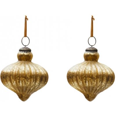 Set dvou zlatých skleněných vánočních ozdob Kave Home Raj 10 cm – Hledejceny.cz