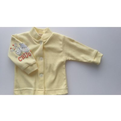 kojenecký bavlněný kabátek pro nedonošené děti ŽIRAFKA A HROCH NA RUKÁVKU NEW BABY žlutá – Zboží Mobilmania