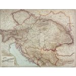Rakousko-Uhersko - nástěnná mapa 88 x 70 cm, lamino + stříbrný hliníkový rám – Zboží Dáma