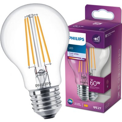 Philips E27 A60 LED žárovka 7W = 60W 850 lm 4000K denní bílá vlákno – Zboží Mobilmania