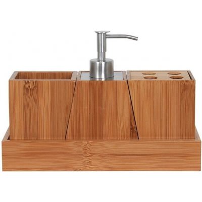 MSV sada 3 ks koupelnových doplňků BAMBOU bambus nerezová ocel – Sleviste.cz