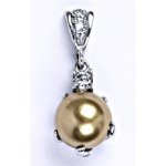 Čištín Přívěšek stříbrný šperk, Swarovski perla bronze P 1190/2 – Zboží Mobilmania