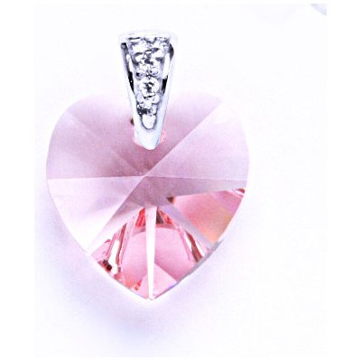 Čištín Přívěsek 36935830 Stříbrný srdce s krystalem Swarovski light roseP 1306 – Zboží Mobilmania