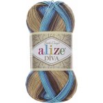 Pletací / háčkovací příze Alize DIVA BATIK 3243 modro-béžovo-hnědá, melírovaná, 100g/350m