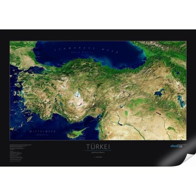 Albedo39 Turecko - satelitní mapa 100 x 70 cm Varianta: bez rámu v tubusu, Provedení: papírová mapa