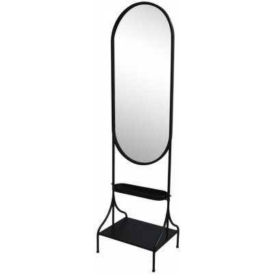 Chic Antique Černé antik kovové stojací zrcadlo s poličkou Filonia - 50*37*180 cm - Chic Antique – Hledejceny.cz