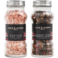 Cole&Mason Dárková sada Himalájské růžové soli a 4 druhů pepře