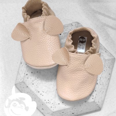 Funky Monkey Kožené barefoot capáčky s kaučukovou podrážkou béžové – Hledejceny.cz