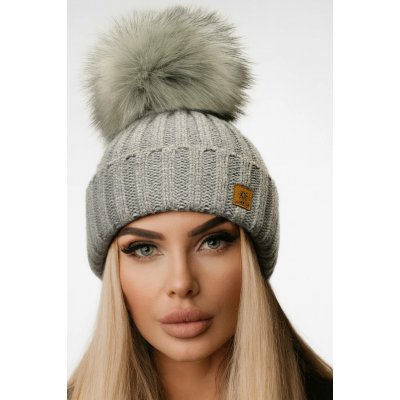 Fashionweek dámská zimní čepice s bambulí flísová podšívka Jenot Woolk Rita šedý – Hledejceny.cz