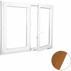 Aluplast Intertec plastové okno dvoukřídlé zlatý dub/bílé 150x130 Ug= 0,5 W/m2K