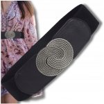 Camerazar Elegantní dámský široký Elastický pásek černý Kovová spona Stříbrné – Sleviste.cz