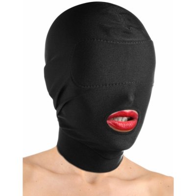 Slave4master Disguise Open Mouth Hood with Padded Blindfold, spandexová černá kukla s otvorem na ústa – Zbozi.Blesk.cz