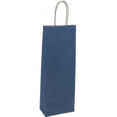 Papírová taška s krouceným uchem na víno 140x80x390 mm, modrá