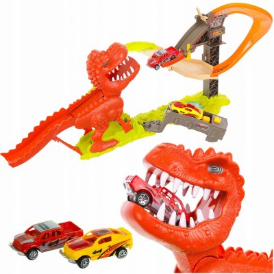 ISO 11666 Dinosauří autodráha a 2 auta – Zboží Dáma